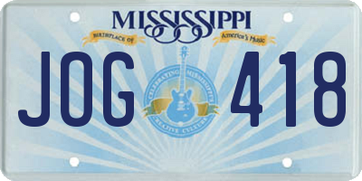 MS license plate JOG418