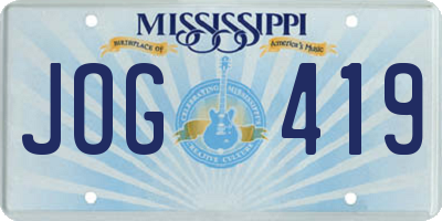 MS license plate JOG419