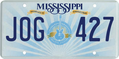 MS license plate JOG427