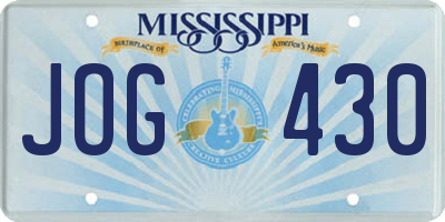 MS license plate JOG430