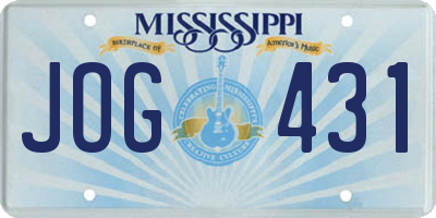 MS license plate JOG431