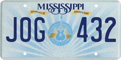 MS license plate JOG432