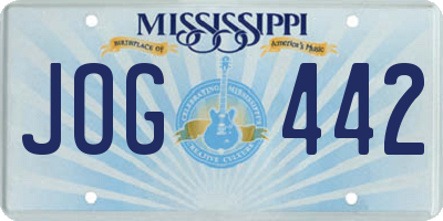 MS license plate JOG442
