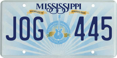 MS license plate JOG445