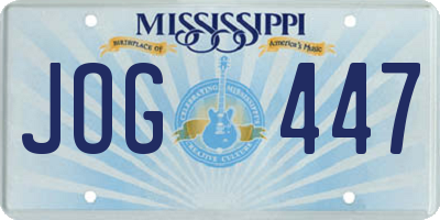 MS license plate JOG447