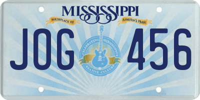 MS license plate JOG456
