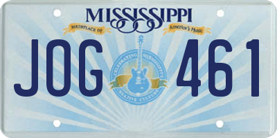 MS license plate JOG461