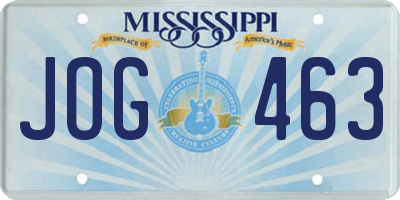 MS license plate JOG463