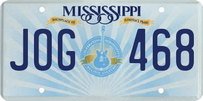 MS license plate JOG468