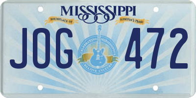 MS license plate JOG472