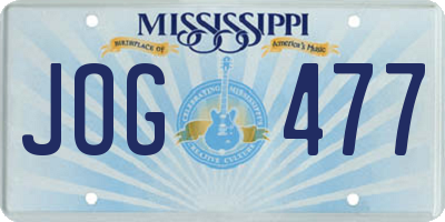 MS license plate JOG477