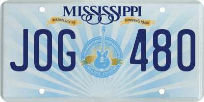 MS license plate JOG480