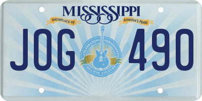 MS license plate JOG490
