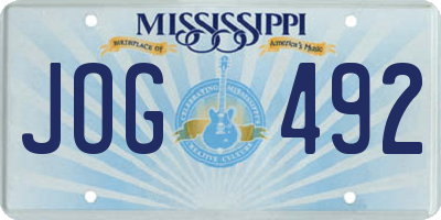MS license plate JOG492