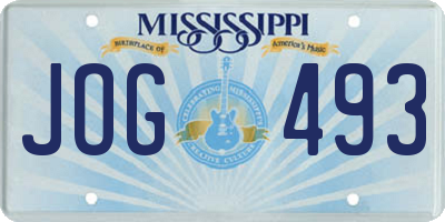 MS license plate JOG493