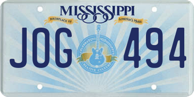 MS license plate JOG494