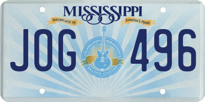 MS license plate JOG496
