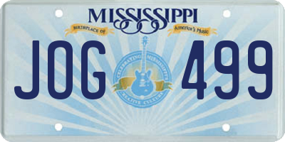 MS license plate JOG499