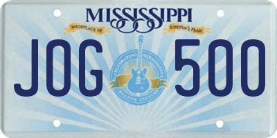MS license plate JOG500