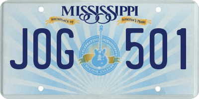 MS license plate JOG501