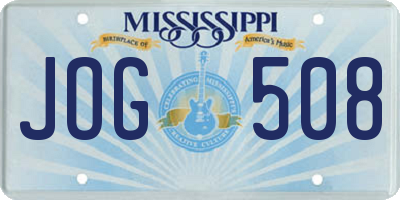 MS license plate JOG508