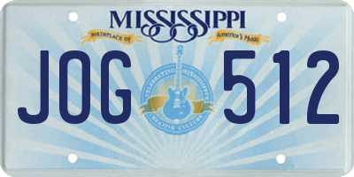 MS license plate JOG512