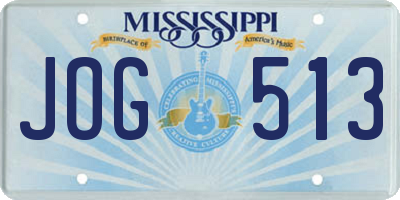MS license plate JOG513