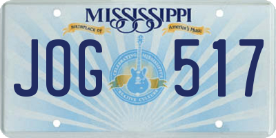 MS license plate JOG517