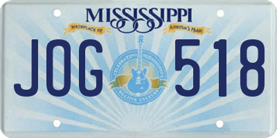 MS license plate JOG518