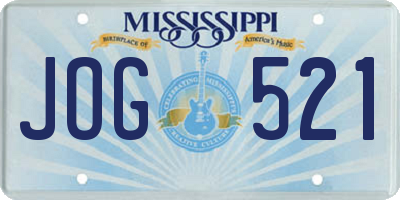 MS license plate JOG521