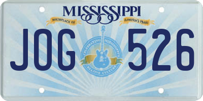 MS license plate JOG526