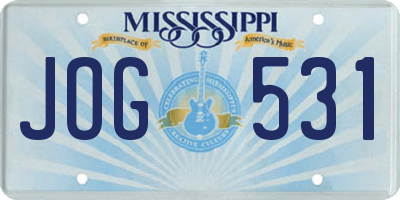 MS license plate JOG531