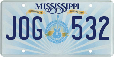 MS license plate JOG532