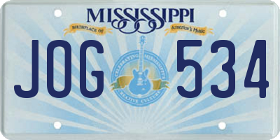 MS license plate JOG534