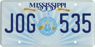 MS license plate JOG535