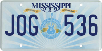 MS license plate JOG536