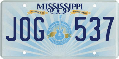 MS license plate JOG537