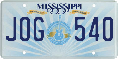 MS license plate JOG540