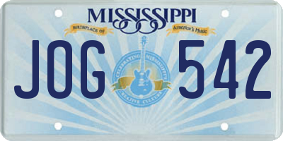 MS license plate JOG542