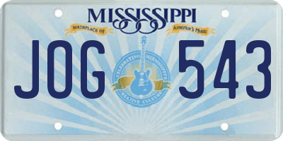 MS license plate JOG543