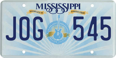 MS license plate JOG545