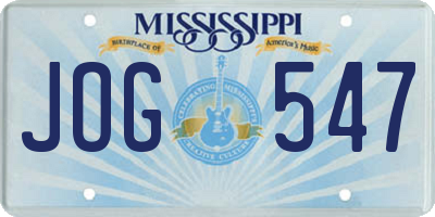 MS license plate JOG547