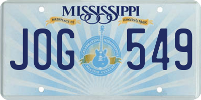 MS license plate JOG549