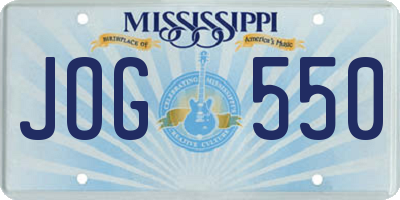 MS license plate JOG550