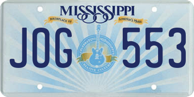 MS license plate JOG553