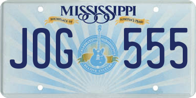 MS license plate JOG555