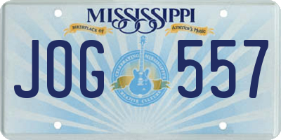 MS license plate JOG557