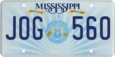 MS license plate JOG560