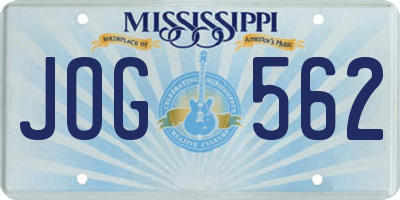 MS license plate JOG562