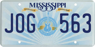 MS license plate JOG563